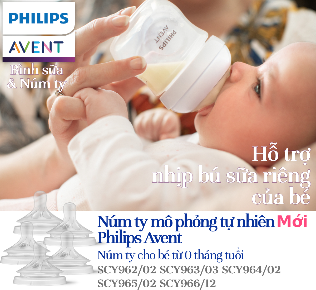 Mô tả Philips Avent Núm ty mô phỏng tự nhiên mới SCY962/02 SCY963/03 SCY964/02 SCY965/02 SCY966/12 - 1