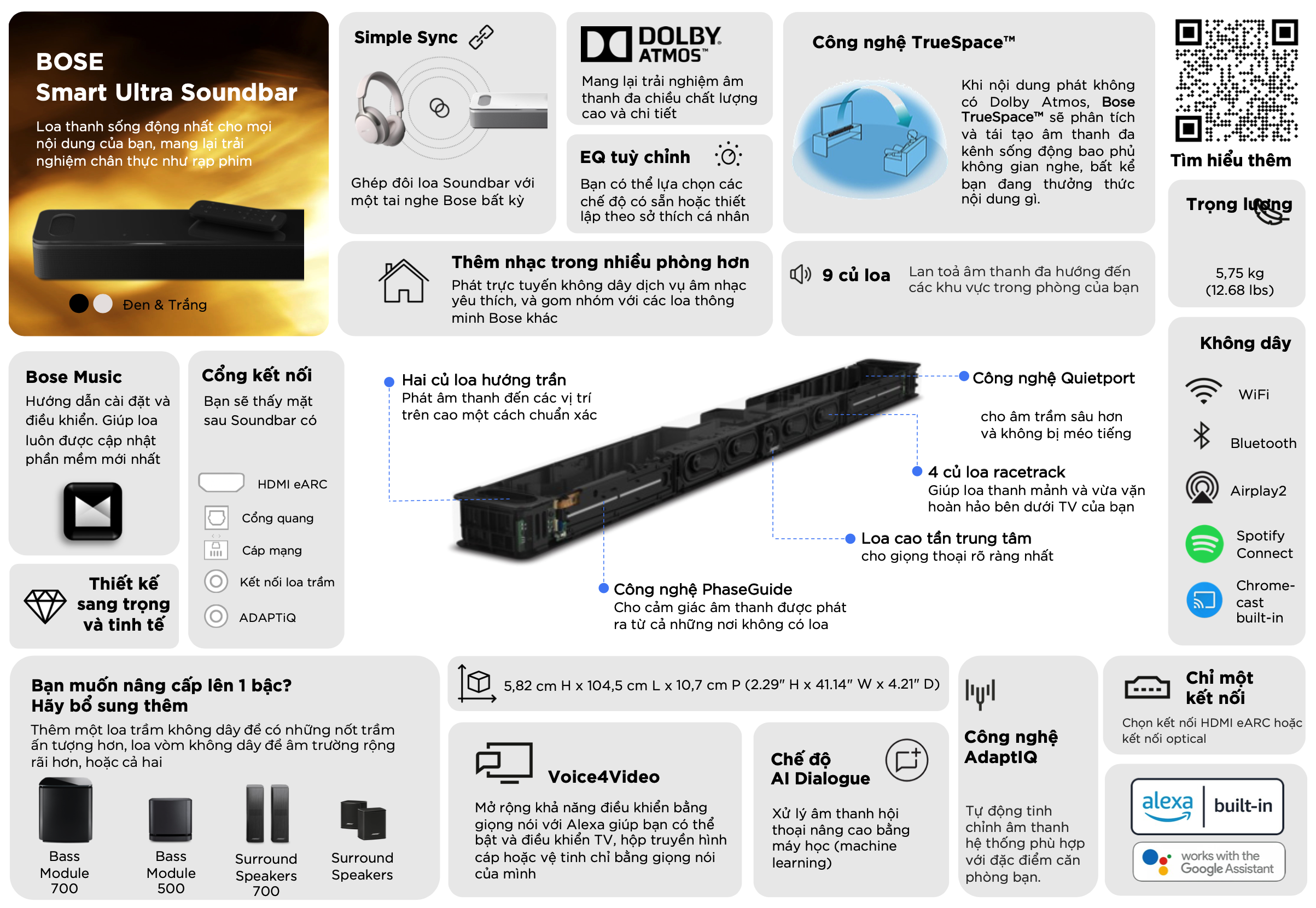Mô tả Loa Thanh Bose Smart Ultra Soundbar| ADAPTiQ| AI Dialogue - 1