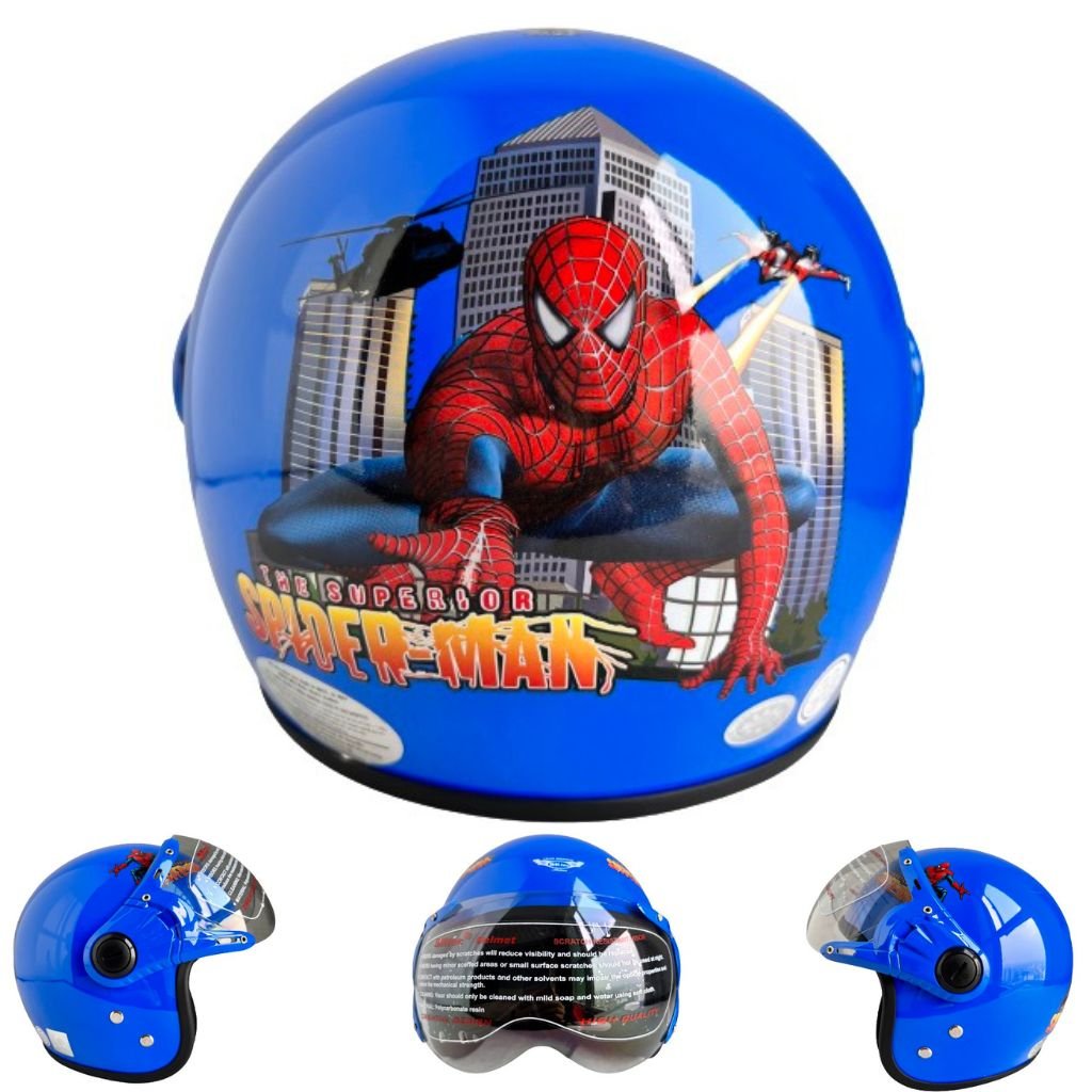 Mô tả Mũ bảo hiểm trẻ em trùm đầu - BKtec BK32 Spider Man - Dành cho bé Nặng dưới 25kg - Bé từ 4 đến 8 tuổi - Vòng đầu 50-52cm - 2