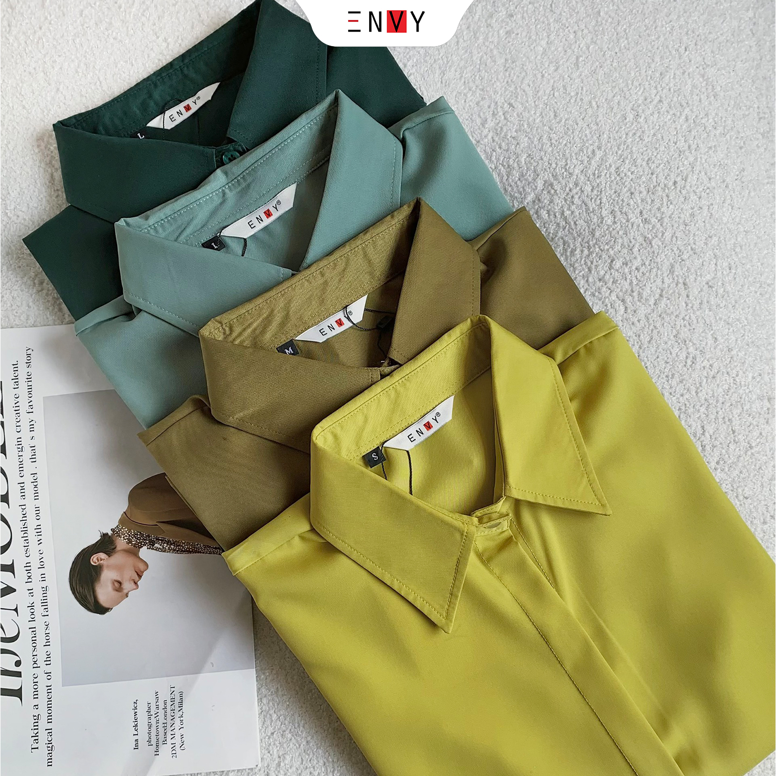Mô tả Áo sơ mi nữ công sở ENVY S223 khuy giấu nút - 9