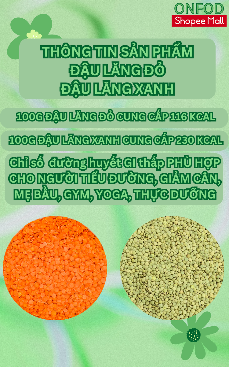 Mô tả Hạt đậu lăng đỏ lăng xanh hữu cơ nhập khẩu ONFOD hat dinh dưỡng làm sữa hạt giảm cân cho bé ăn dặm - 1