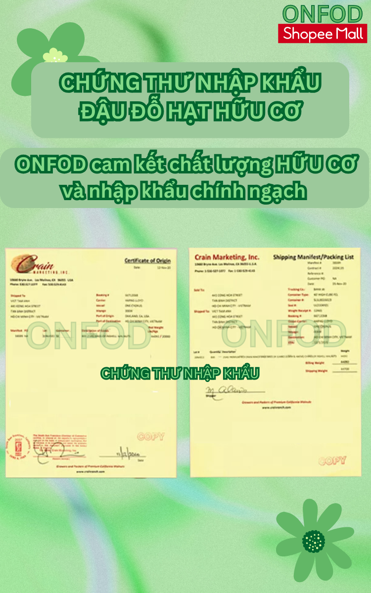 Mô tả Hạt đậu lăng đỏ lăng xanh hữu cơ nhập khẩu ONFOD hat dinh dưỡng làm sữa hạt giảm cân cho bé ăn dặm - 4