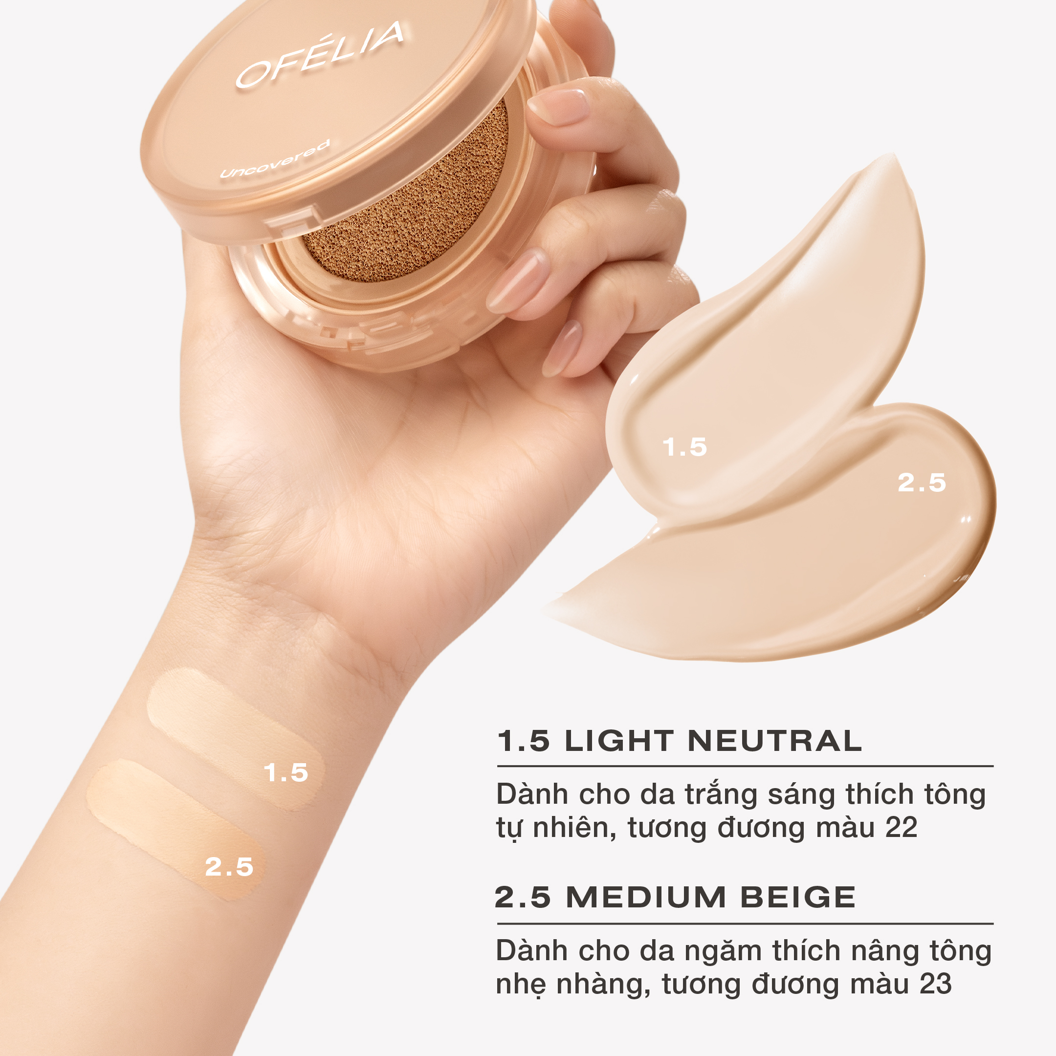 Mô tả Phấn Nước Mịn Lì Lâu Trôi OFÉLIA Uncovered Longwear Cushion SPF50+/PA++++ 12g - 4