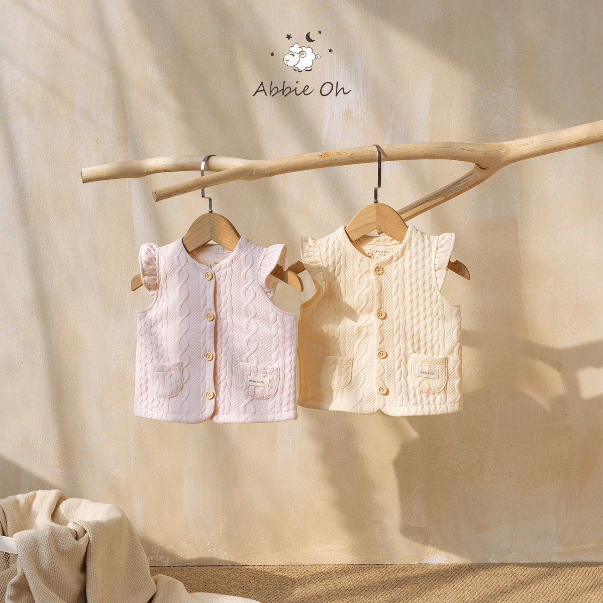 Mô tả Áo gile cotton tay bèo cho bé gái ABBIEOH phong cách vintage cách điệu 0-3 tuổi GL691 GL671 - 1