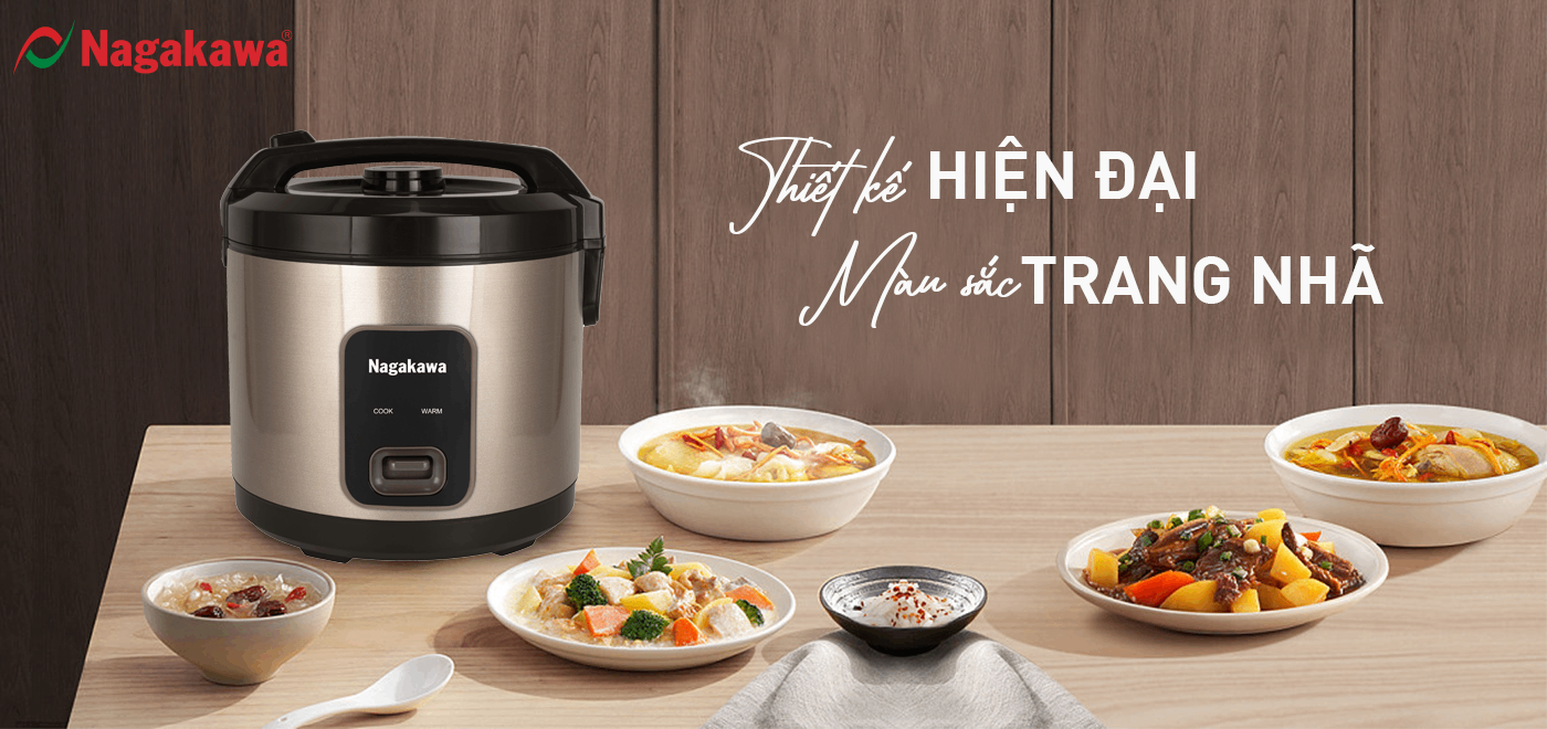 Mô tả Nồi cơm điện cơ Nagakawa NAG0146 (1,8L - 900W) - Lòng nồi hợp kim nhôm - Bảo hành 1 năm - 3