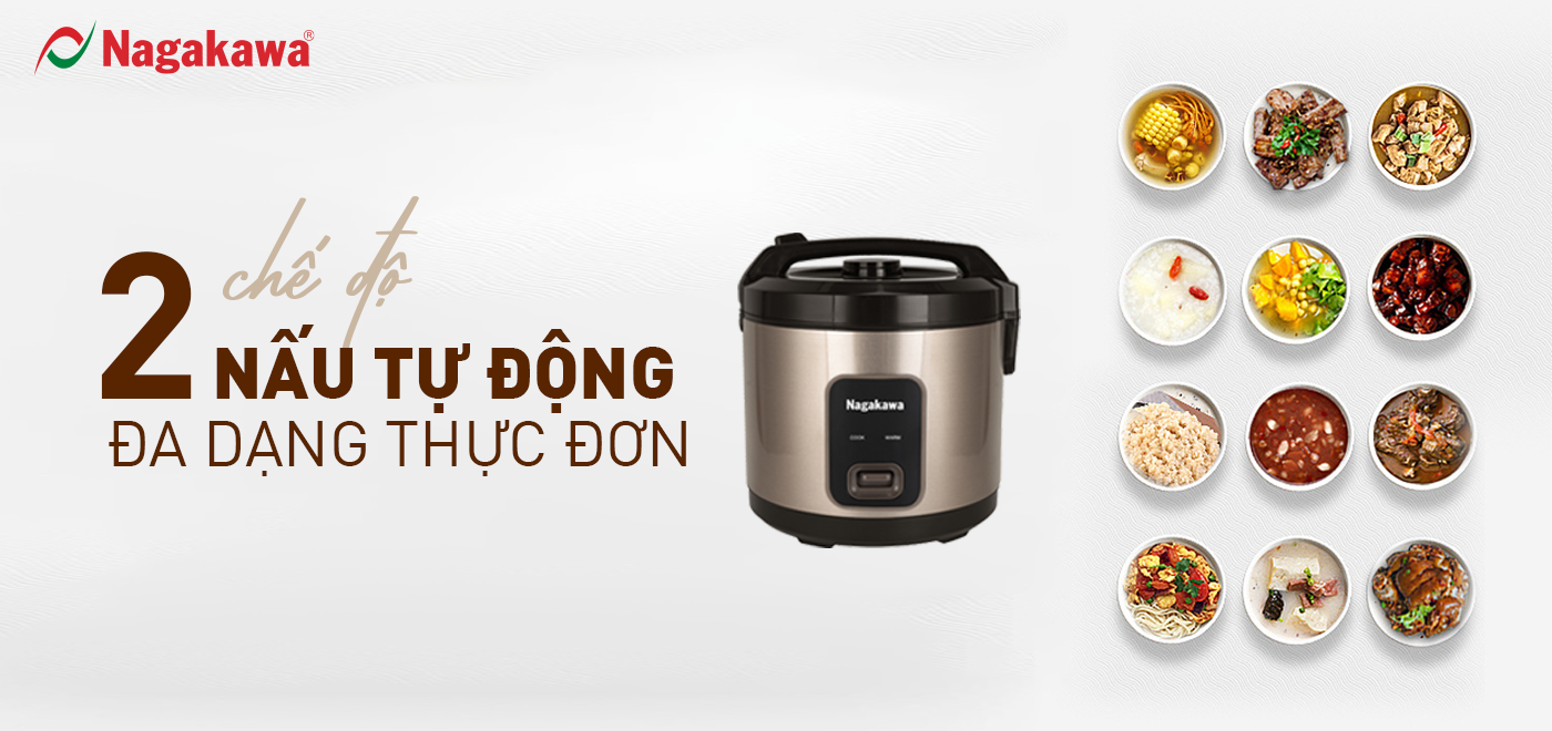 Mô tả Nồi cơm điện cơ Nagakawa NAG0146 (1,8L - 900W) - Lòng nồi hợp kim nhôm - Bảo hành 1 năm - 6