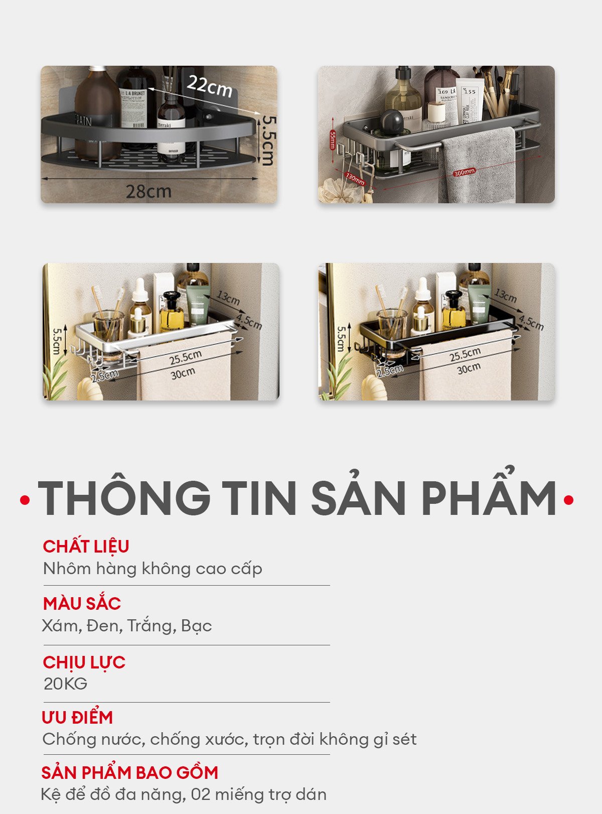 Kệ nhà tắm dán tường Enomax 8