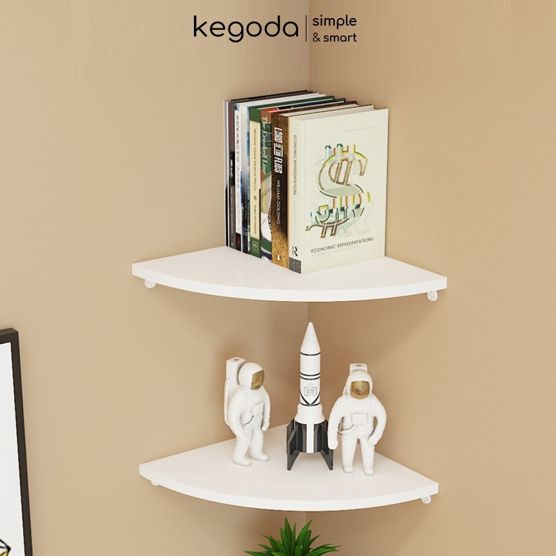 Mô tả Kệ Gỗ Góc Tam Giác Gắn Tường, Kệ Hình Quạt 28cm Mini Nhỏ Xinh Không Cần Khoan KEGODA KGD41 - 1