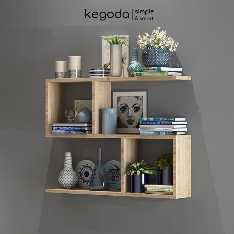 Mô tả Kệ Sách Gỗ Trang Trí Treo Tường 3 Tầng KEGODA Dài 60cm, Không Cần Khoan, Tặng Kèm Phụ Kiện KT60 - 1