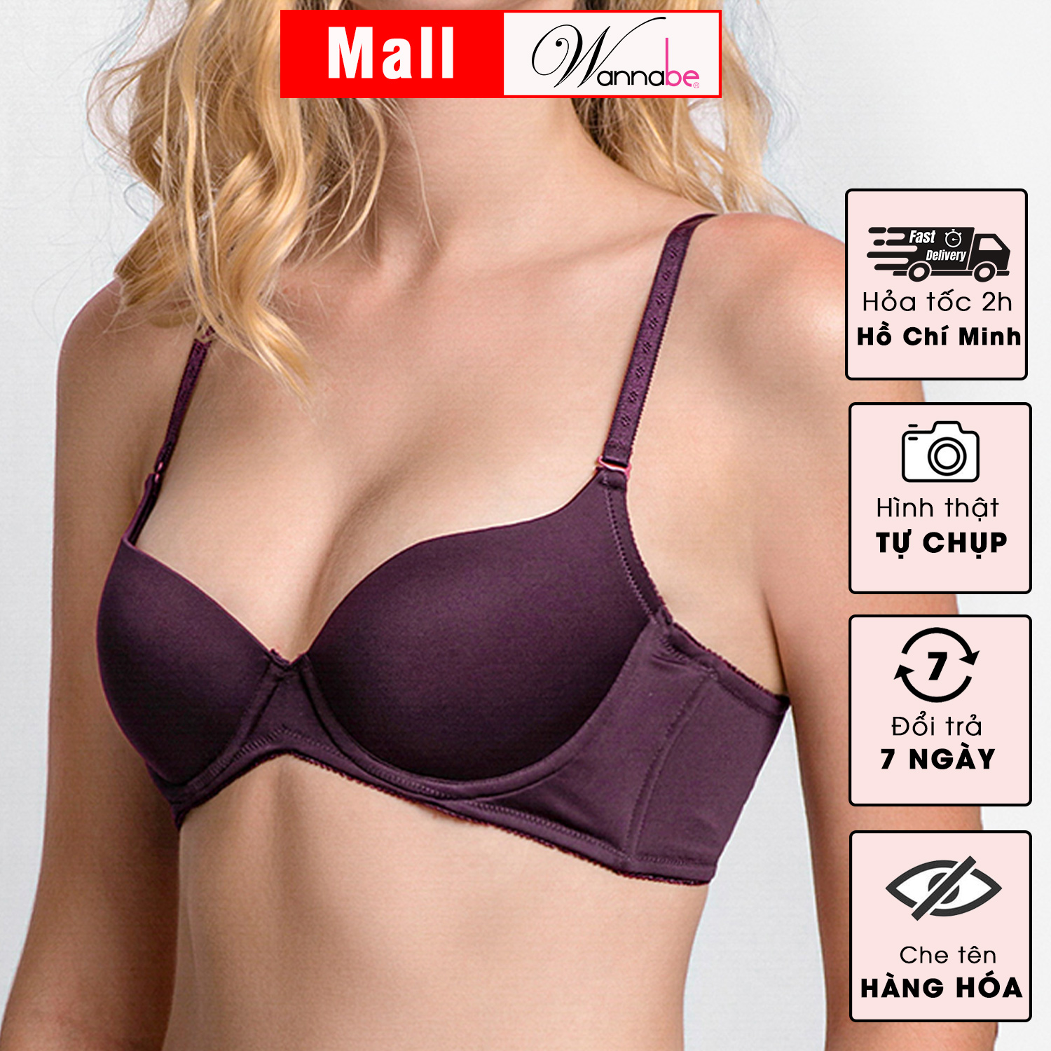 Mô tả Áo ngực mút mỏng WANNABE áo chíp cúp lớn có gọng kiểu basic trơn mút thông thoáng nhẹ mềm xinh AN310 - 4