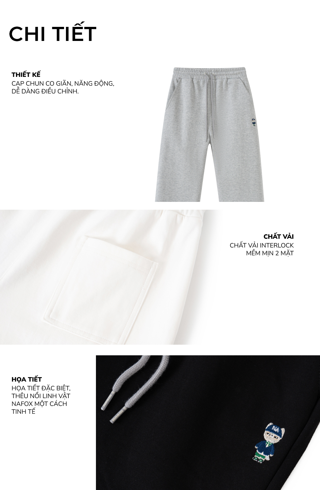 Mô tả Quần ống suông Unisex NOAM Teeny Homie Form rộng - Màu đen/ trắng/ be/ xám/ xanh than/ be đậm - 2
