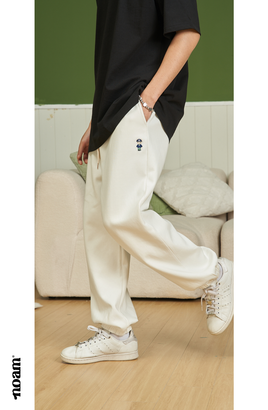 Mô tả Quần nỉ bo gấu Unisex NOAM Teeny Homie Form rộng - Màu đen/ trắng/ be/ xám/ xanh than/ be đậm - 8