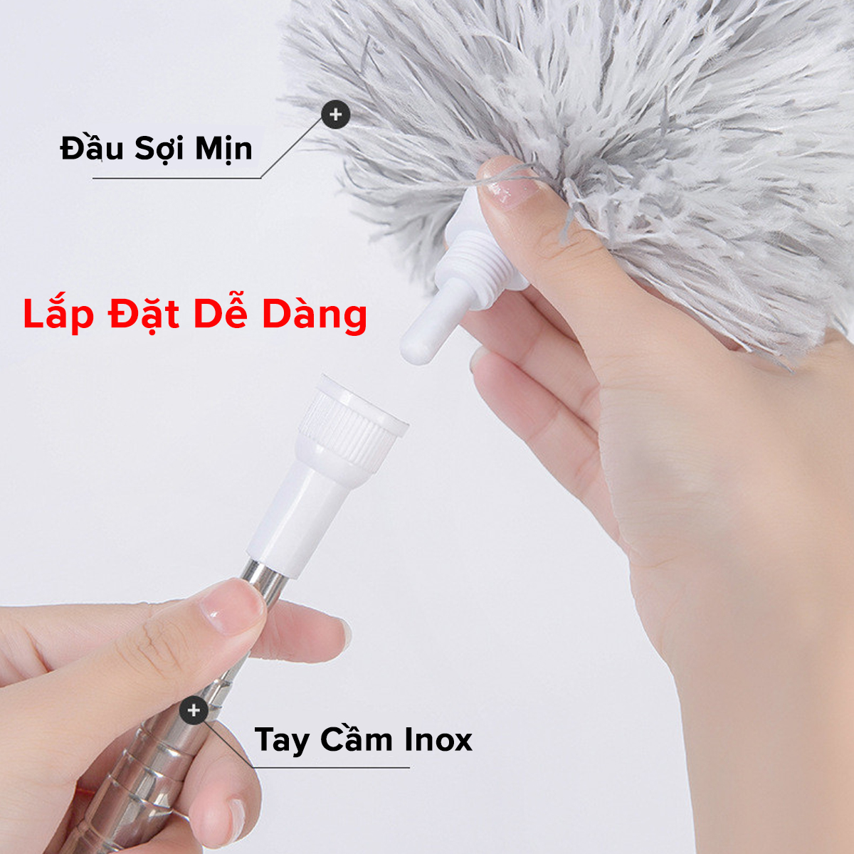 Mô tả Chổi Quét Trần Nhà, Chổi Phất Trần Có Cán Điều Chỉnh Độ Dài Tới 2,8m Quét Mạng Nhện, Lau Chùi Bụi Bẩn Trên Cao Amalife - 7