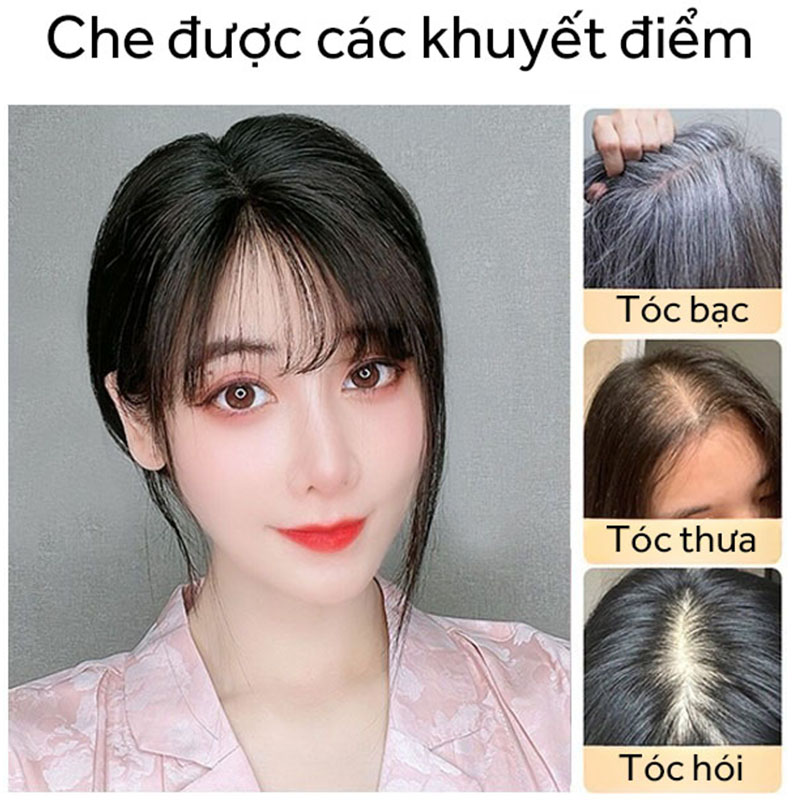Tóc giả mái 3D tóc thật 100% có da đầu Koty, tóc giả che hói phủ bạc tự ...