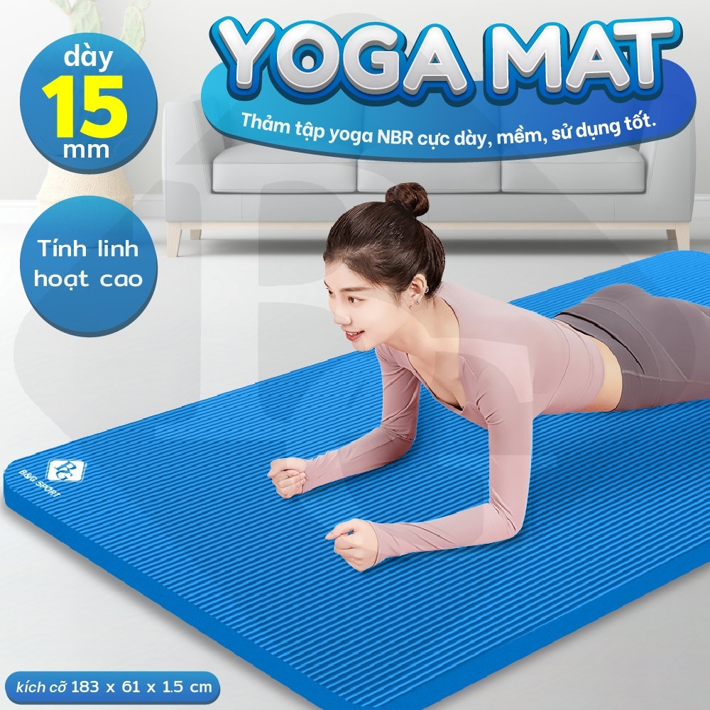 Mô tả BG - Thảm Tập Yoga Chống Trượt  cao su nguyên khối NBR 10MM, 15MM Cao Cấp chống trơn trượt loại xịn - 7