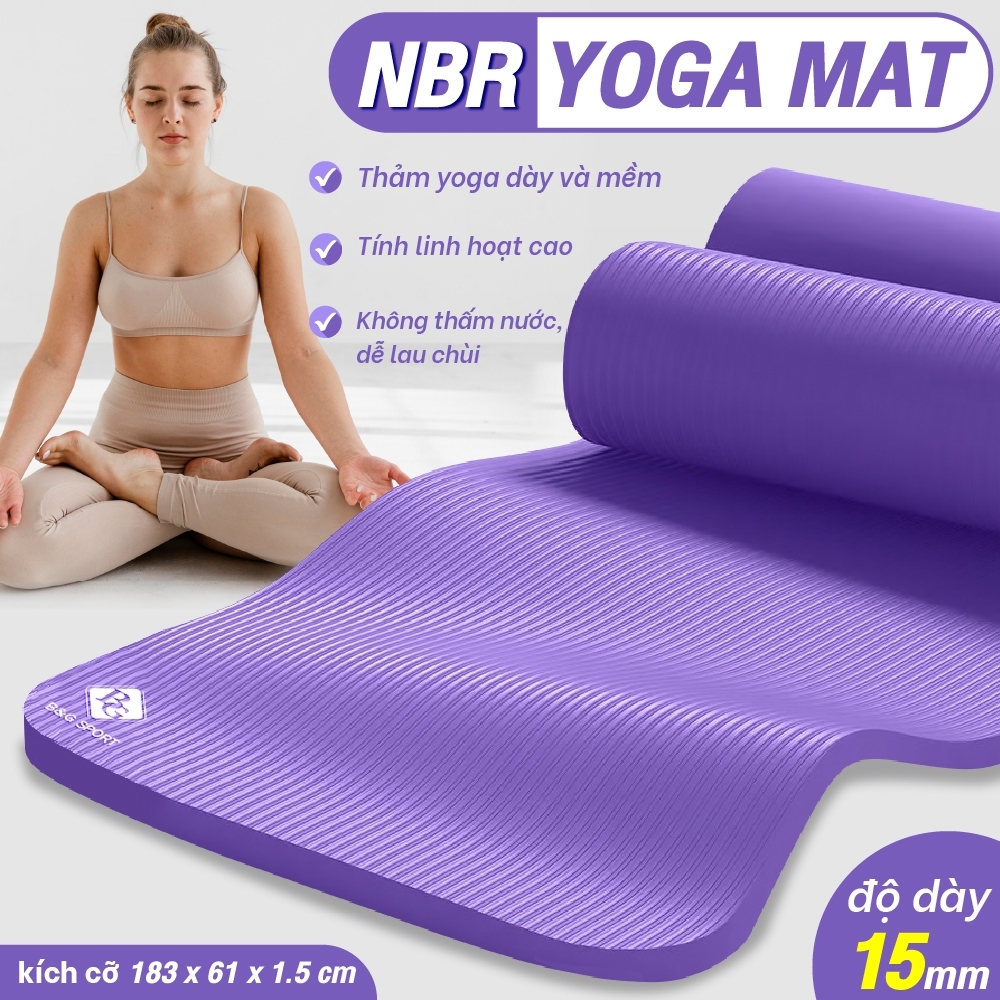 Mô tả BG - Thảm Tập Yoga Chống Trượt  cao su nguyên khối NBR 10MM, 15MM Cao Cấp chống trơn trượt loại xịn - 3
