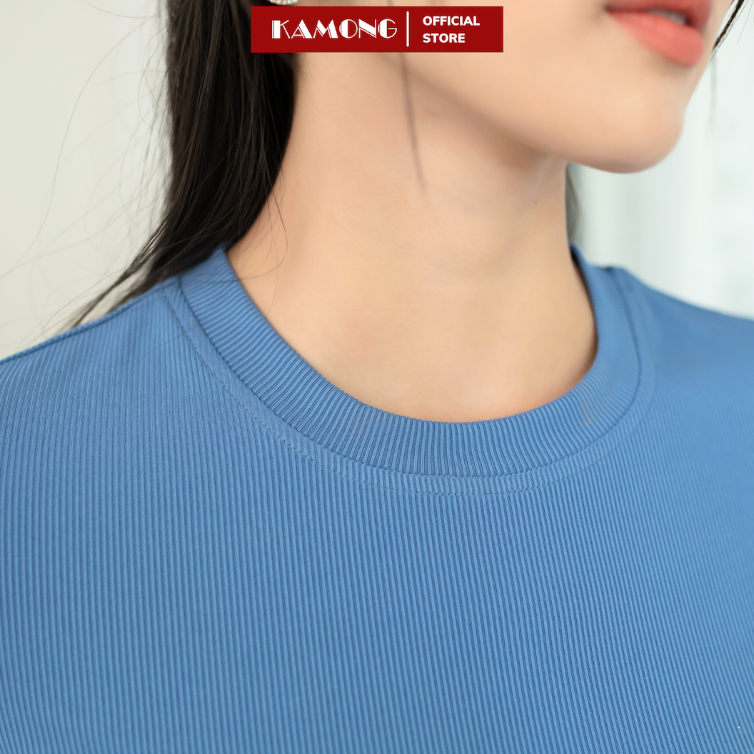 Mô tả Áo thun nữ tay ngắn KAMONG kiểu dáng basic chất liệu thun tăm A152 - 1