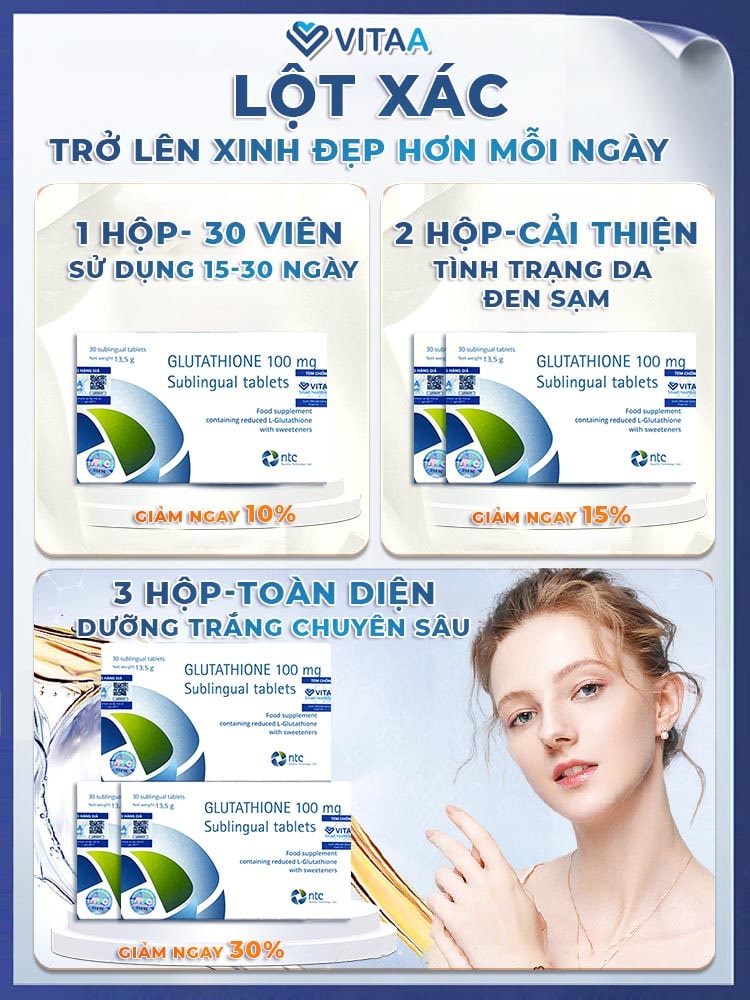 Mô tả Viên Ngậm Trắng Da Dưới Lưỡi Glutathione 100mg Nhập Khẩu Italy - NTC Novelty Technology Care - 5