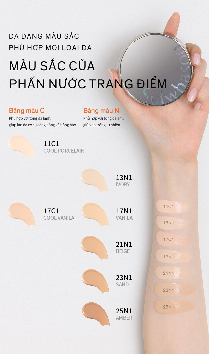 Mô tả Phấn Nước Trang Điểm Mỏng Nhẹ 5G - Sulwhasoo Perfecting Cushion Airy - 5