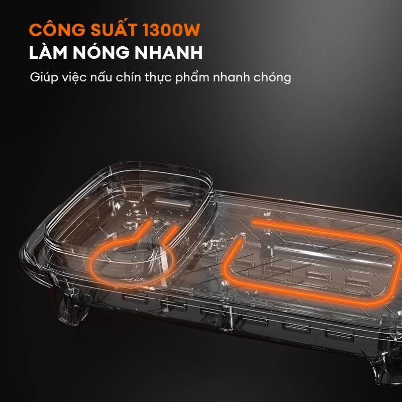 Mô tả Bếp nướng lẩu điện đa năng Gaabor EH-M01A nồi lẩu nướng đa năng dung tích 1.7L công suất 1300W - 3