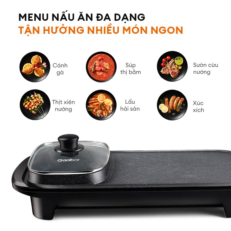 Mô tả Bếp nướng lẩu điện đa năng Gaabor EH-M01A nồi lẩu nướng đa năng dung tích 1.7L công suất 1300W - 6