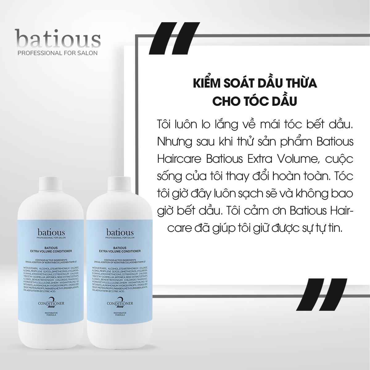 Dầu gội BATIOUS Extra Volume Phù hợp cho tóc Dầu, Giảm dầu nhờn Tăng ...