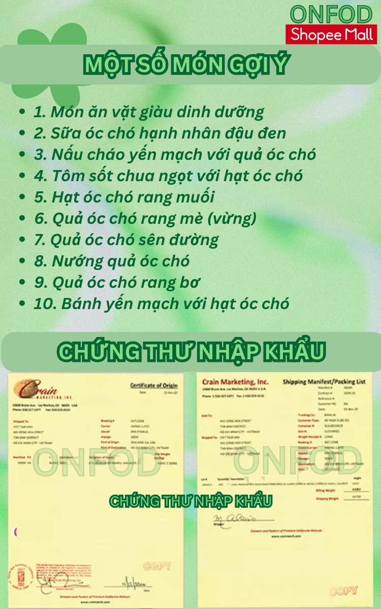 Mô tả Hạt óc chó tách vỏ hữu cơ ONFOD hạt dinh dưỡng nấu sữa hạt làm ngũ cốc cho mẹ bầu, ăn kiêng, giảm cân - 2