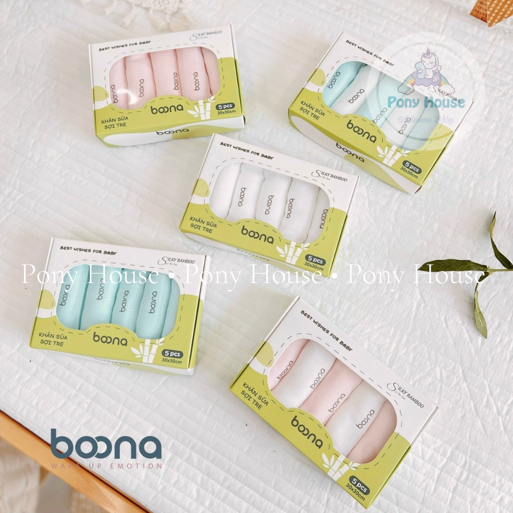 Set 5 Khăn Sữa Sợi Tre Boona Mềm, Mịn Rửa Mặt, Tắm Cho Bé Sơ Sinh KT 30 ...