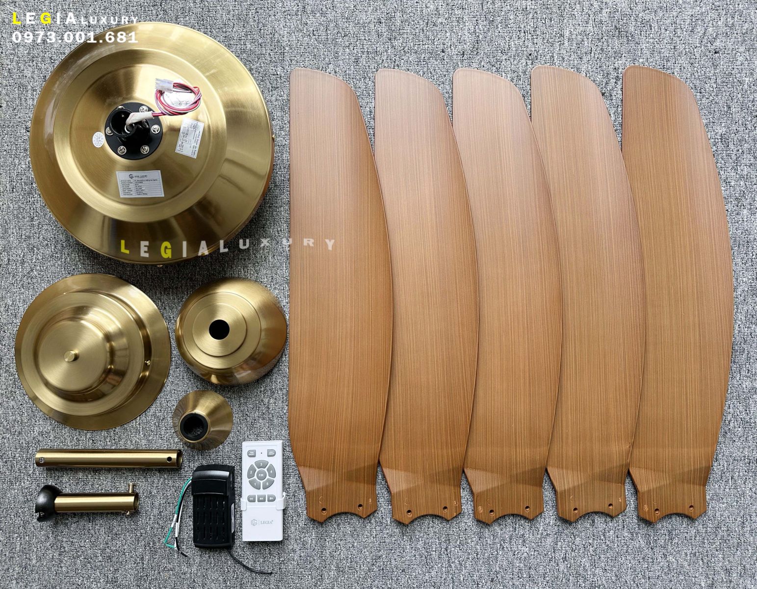 Mô tả Quạt trần hiện đại Strong Wind LGFAN869 | Quạt trần gió mạnh phù hợp trần 2.5m đến 4m | Quạt trần mạ vàng đẹp - 3