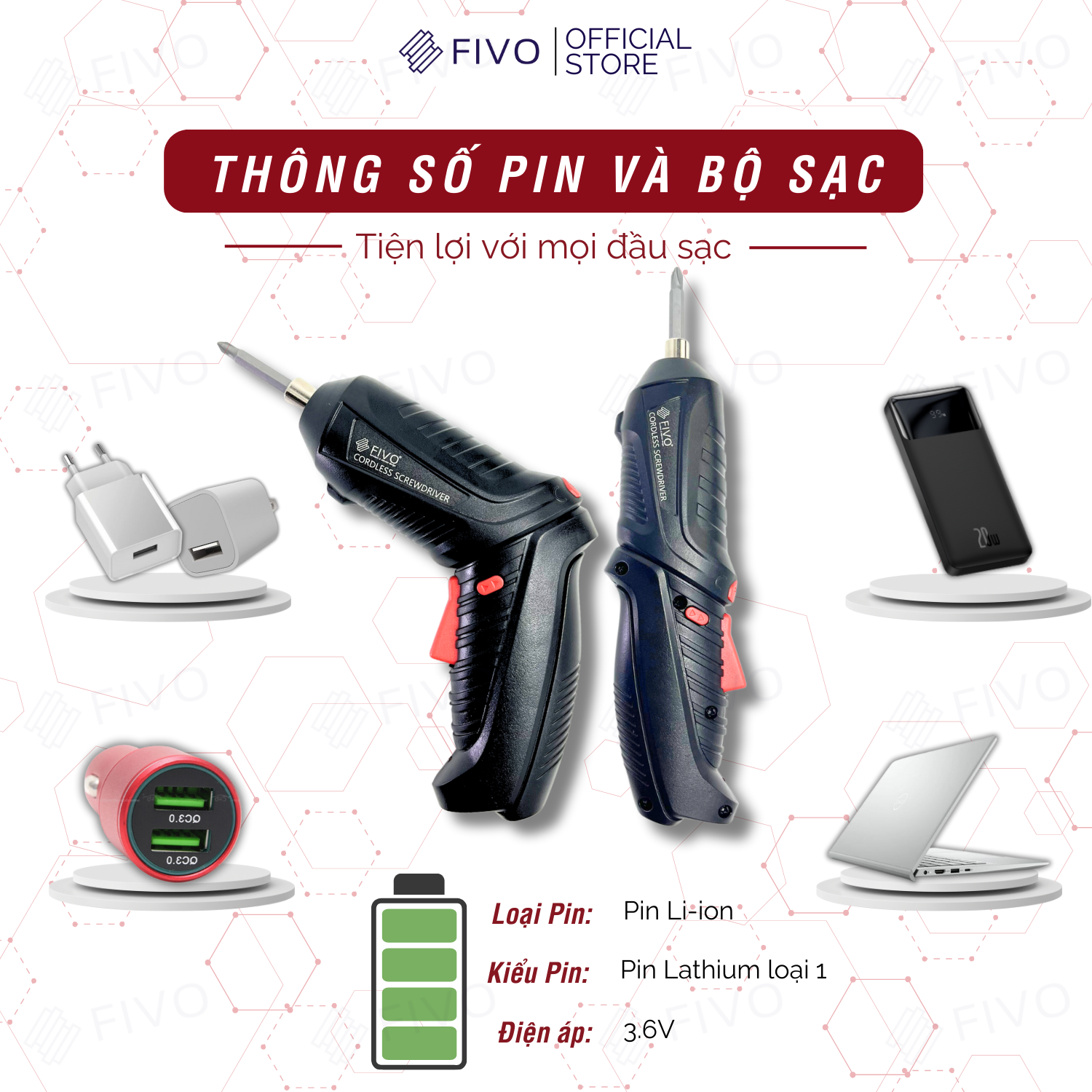 Mô tả Máy Bắn Vít Cầm Tay Không Dây FIVO OP04, Linh Động 2 Kiểu Dáng, Tặng Kèm Dây Sạc Và 1 Đầu Vít, Nhỏ Gọn Tiện Dụng - 6