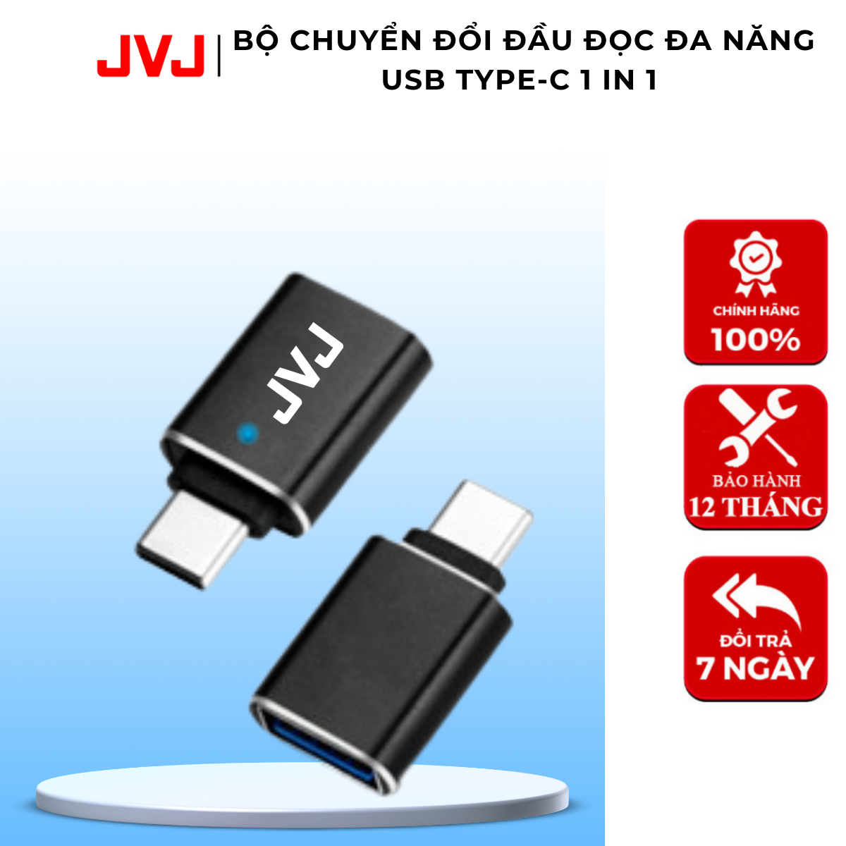 Mô tả Bộ Chuyển Đổi Đầu Đọc Đa Năng JVJ USB Type-C HUB C1, Cổng USB TYPE C 1in1, Đầu Chuyển Đổi Cho Điện Thoại Laptop BH 2 Năm - 1