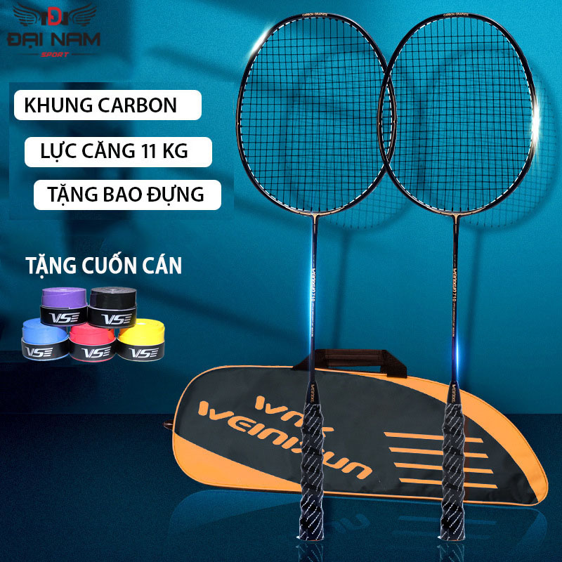 Mô tả Bộ 2 Vợt Cầu Lông Khung Carbon 710 Căng 11kg (24LBS) Đại Nam Sport + Tặng Túi Đựng Và 2 Quấn Cán - 2
