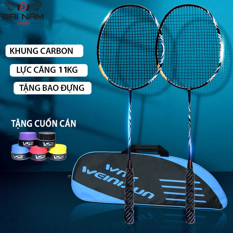 Mô tả Bộ 2 Vợt Cầu Lông Khung Carbon 710 Căng 11kg (24LBS) Đại Nam Sport + Tặng Túi Đựng Và 2 Quấn Cán - 1