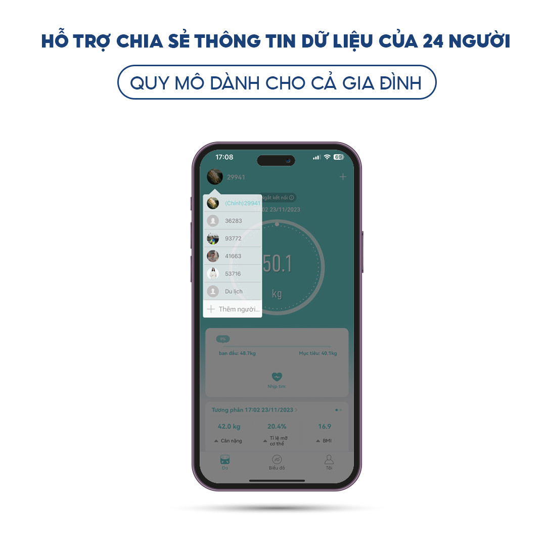 Mô tả Cân điện tử thông minh HOMCA S7 kết nối bluetooth đo 15 chỉ số - 4