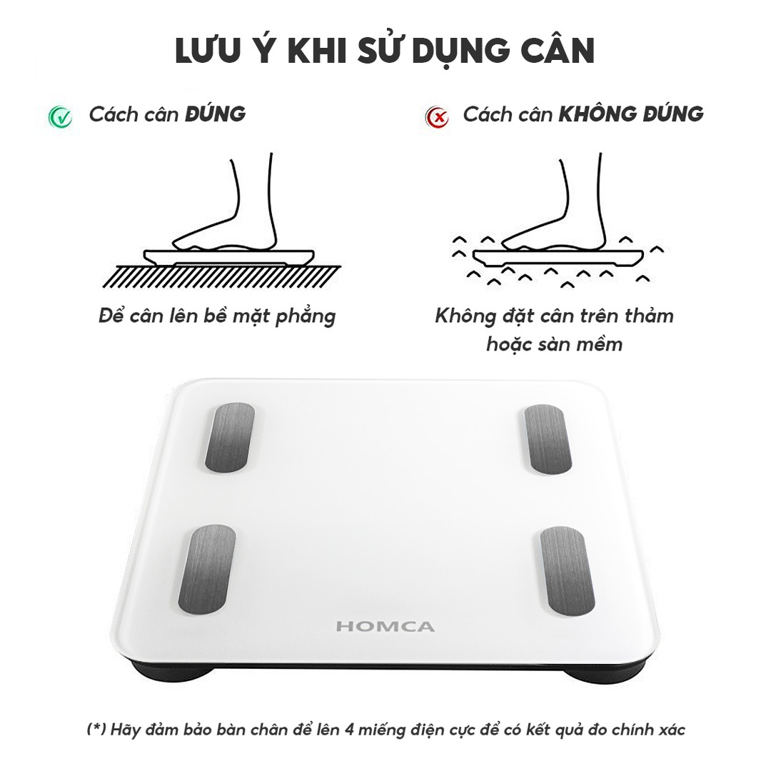 Mô tả Cân điện tử thông minh HOMCA S7 kết nối bluetooth đo 15 chỉ số - 5