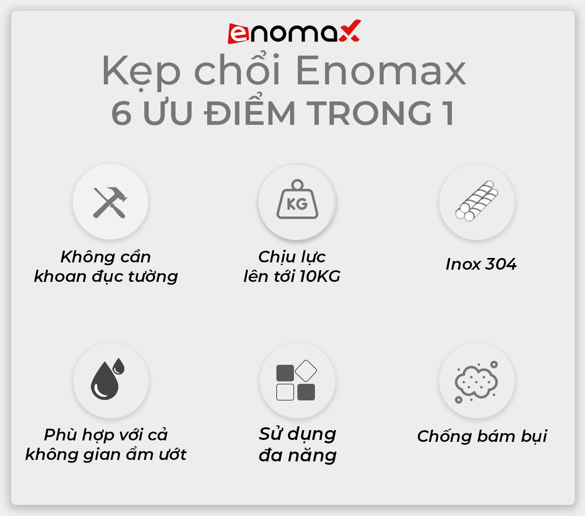 Kẹp cây lau nhà chổi Enomax Inox 304