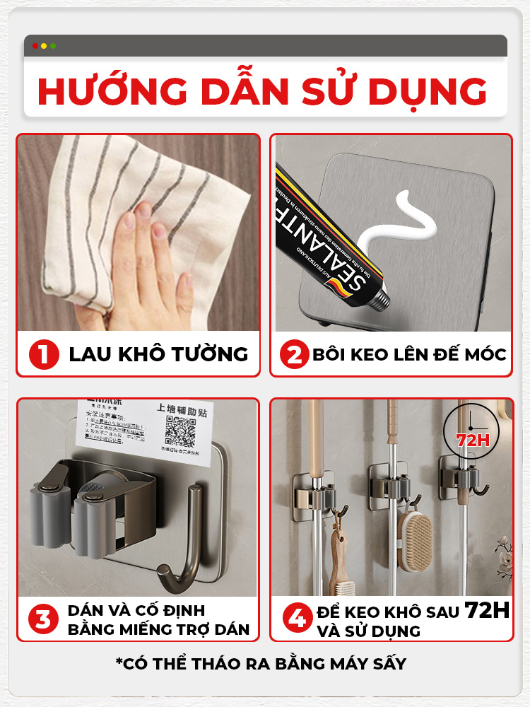 Kẹp cây lau nhà chổi Enomax Inox 304