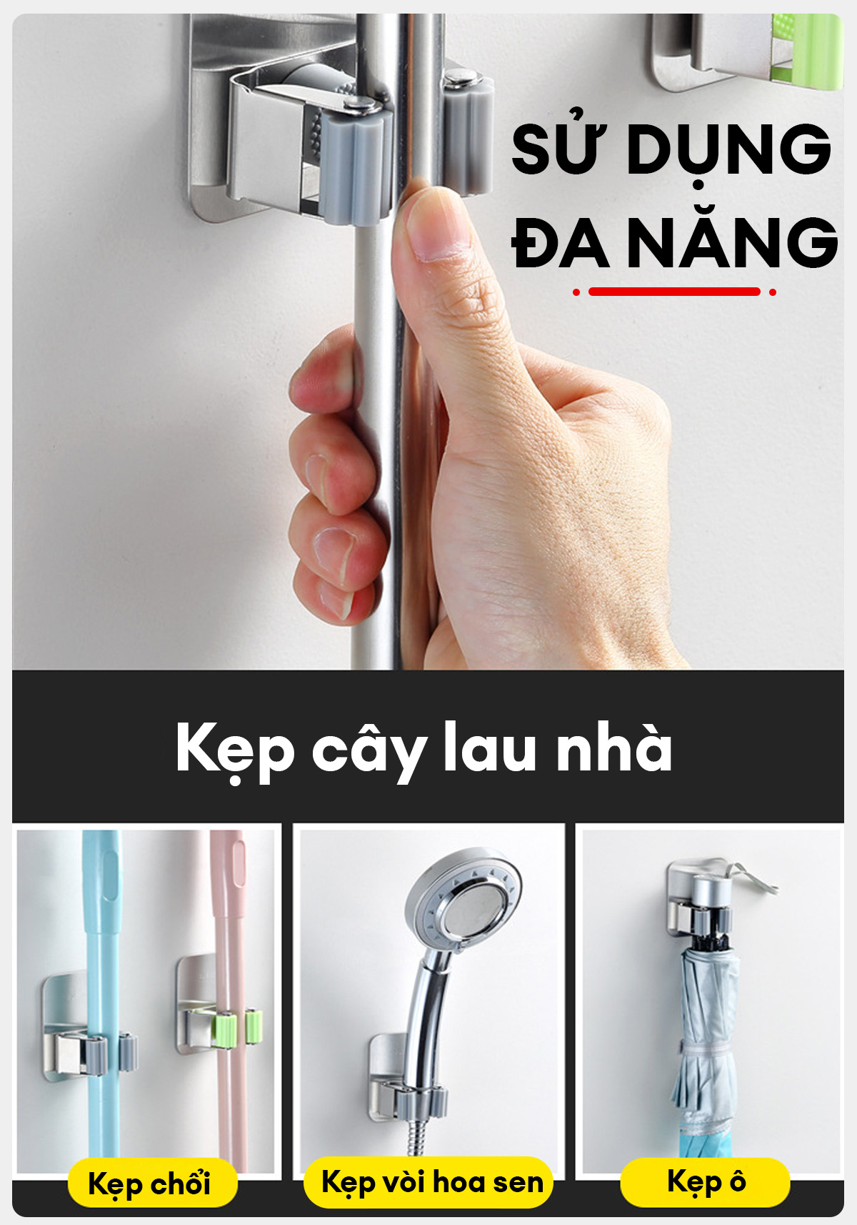 Kẹp cây lau nhà chổi Enomax Inox 304