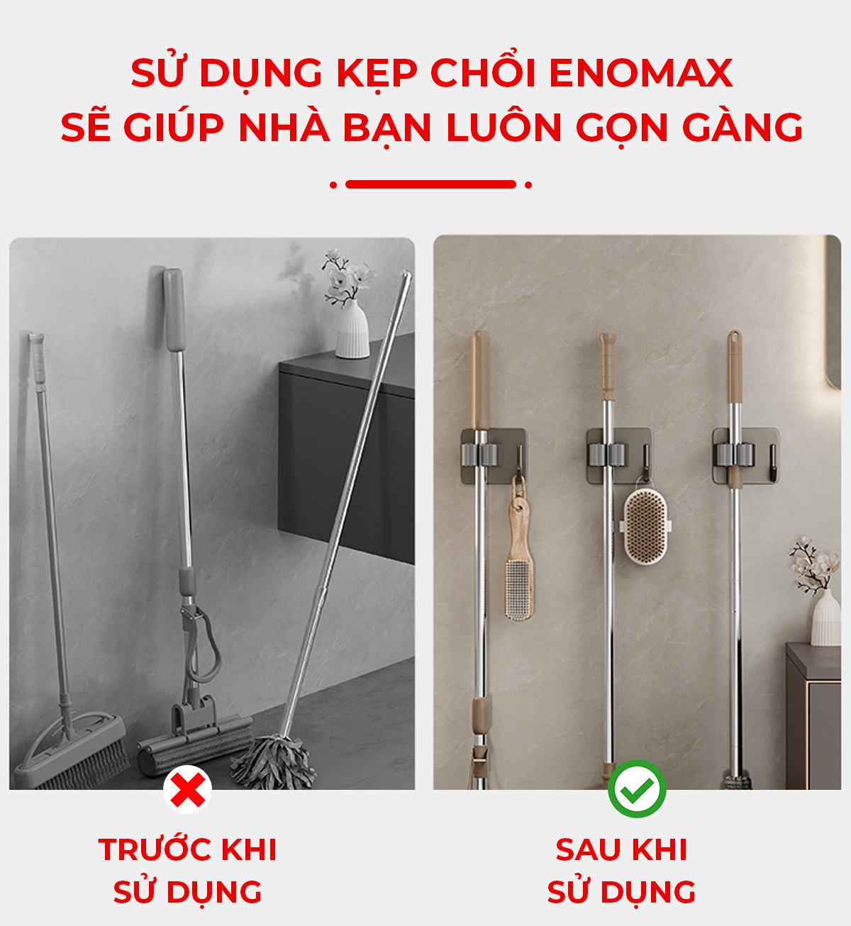 Kẹp cây lau nhà chổi Enomax Inox 304