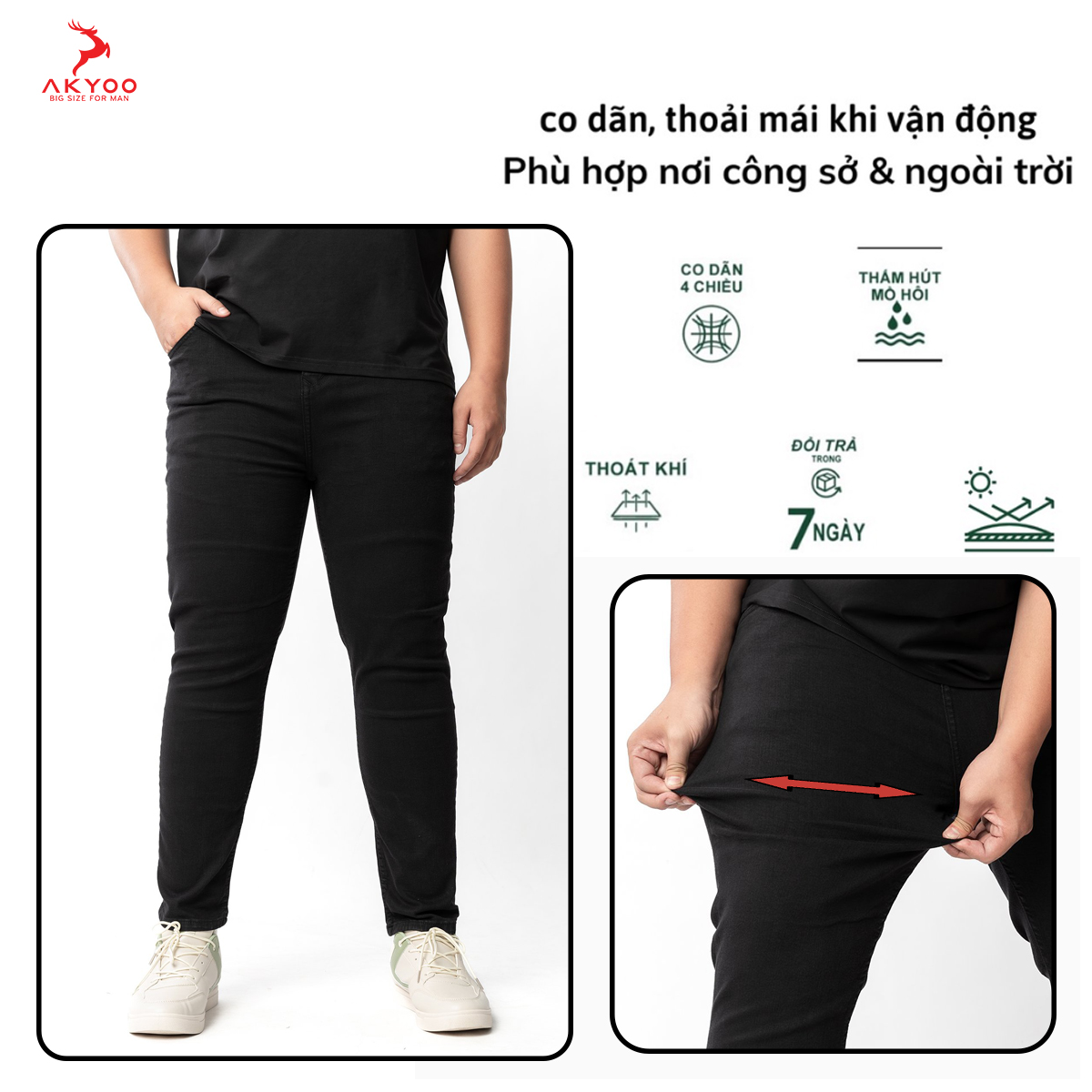 Mô tả Quần Jean Nam Bigsize Size Từ 80kg-140kg, Bigsize Nam AKYOO ; QJ A7 - 7