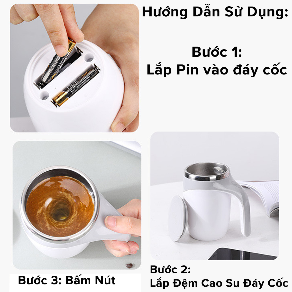 Mô tả Cốc Tự Khuấy Tự Động 380ml Giữ Nhiệt Cốc Pha Cà Phê Sữa Hoa Quả Cốc Khuấy Điện Bằng Thép Không Gỉ Chính Hãng Amalife - 7