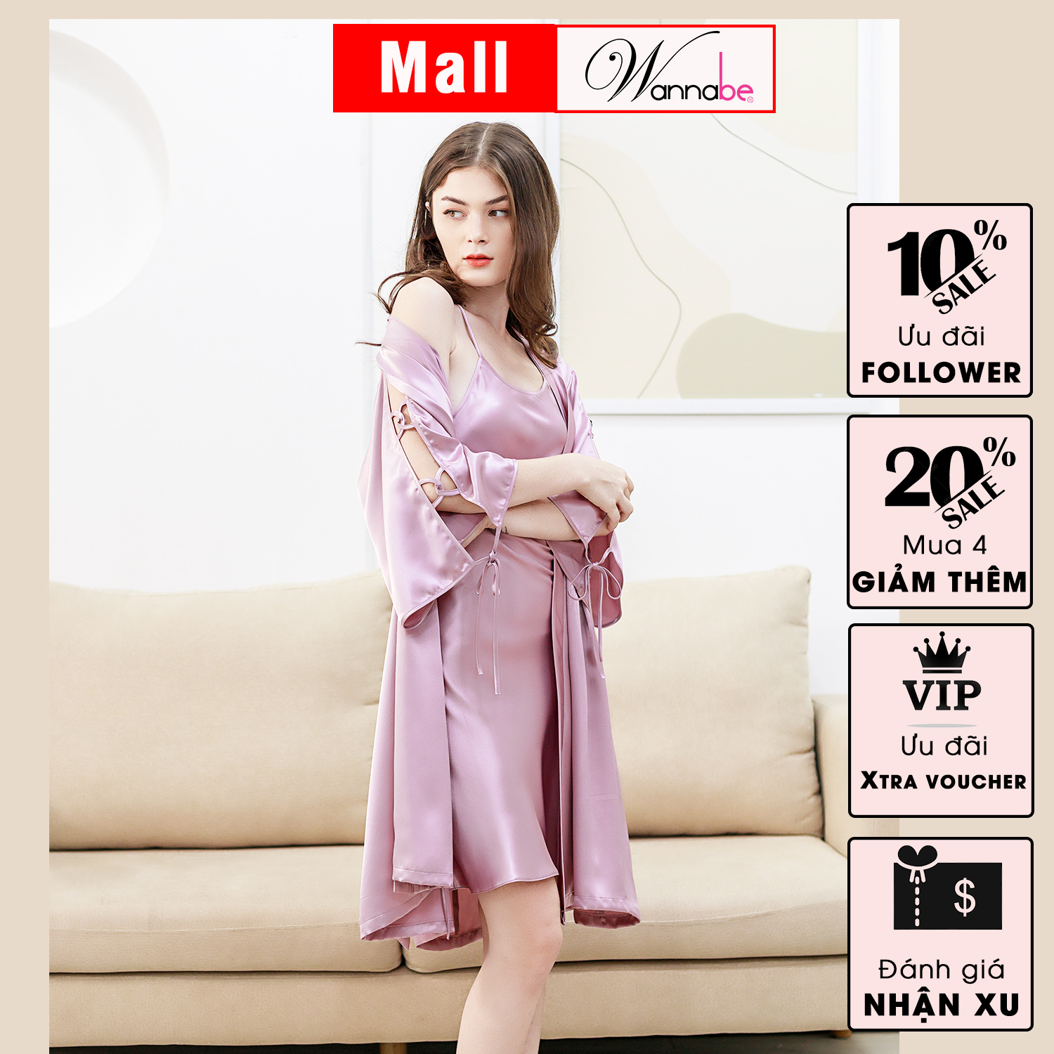 Áo choàng ngủ WANNABE KIS33 màu đỏ