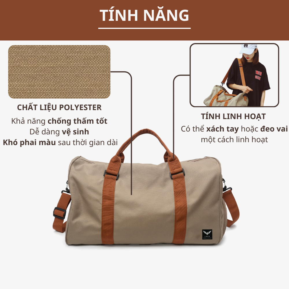 Mô tả Túi xách hành lý cỡ lớn LAZA Classic Bag 400 - Chất liệu trượt nước - Sức chứa hơn 15 bộ đồ - 2