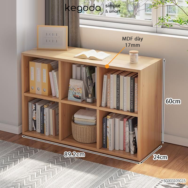 Mô tả Kệ Sách Gỗ Tổ Ong 6 Dài 89.2cm, Rộng 24cm Và Cao 60cm Thương Hiệu KEGODA KGD33 - 2