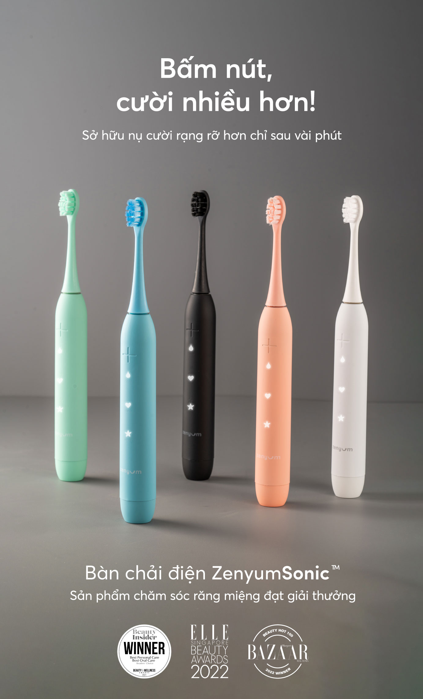 Mô tả Bộ Bàn Chải Điện Zenyum Sonic + 2 Đầu Thay Thế Phiên Bản Êm Dịu - Màu Sắc Tự Chọn - 1