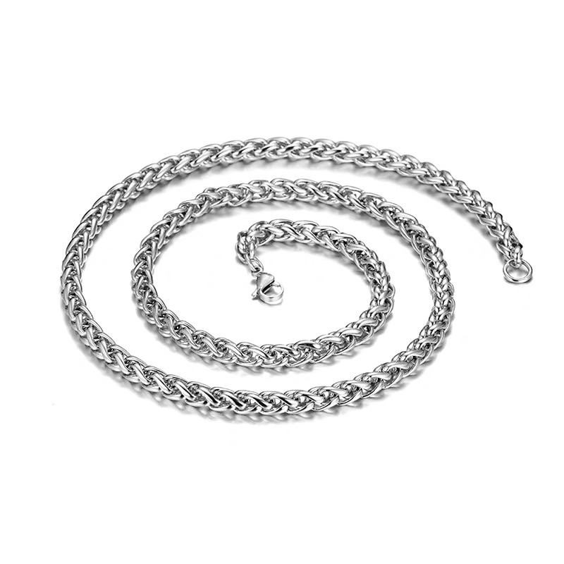 Dây chuyền vòng cổ nam nữ bạc đẹp titan không gỉ kiểu mắt xích trơn chuỗi xoắn đơn giản phụ kiện trang sức dài 50cm 55cm