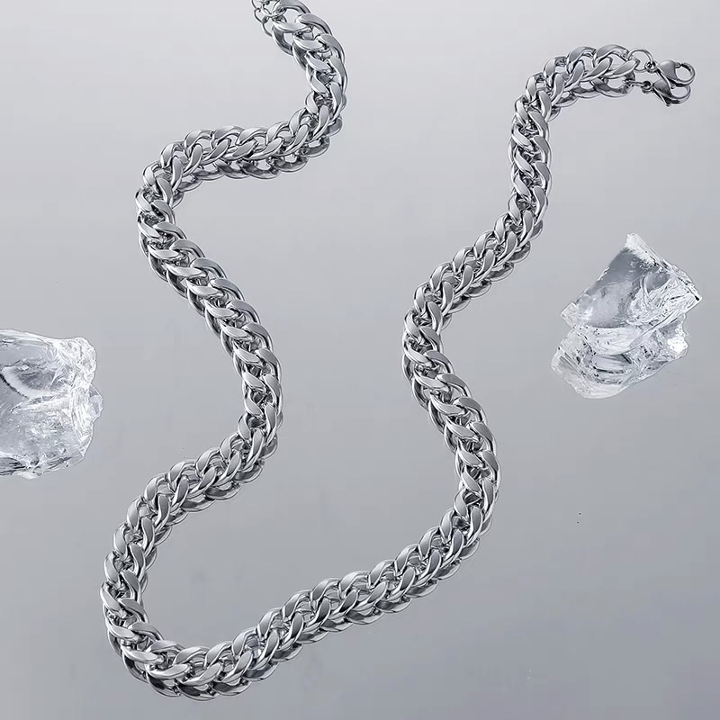 Dây chuyền vòng cổ nam nữ bạc đẹp titan không gỉ kiểu mắt xích trơn chuỗi xoắn đơn giản phụ kiện trang sức dài 50cm 55cm