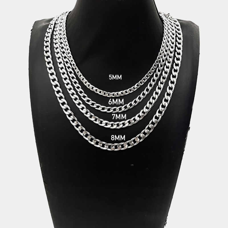 Dây chuyền vòng cổ nam nữ bạc đẹp titan không gỉ kiểu mắt xích trơn chuỗi xoắn đơn giản phụ kiện trang sức dài 50cm 55cm