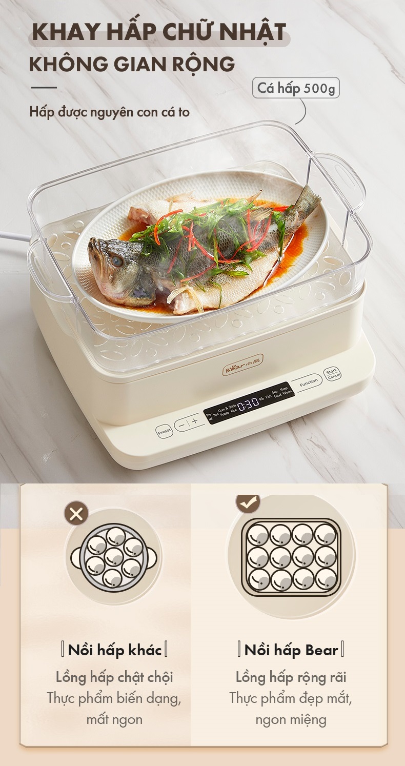 Mô tả Nồi hấp đa năng 12 Lít Bear DZG-CA2D1 - Hàng Chính Hãng - 4