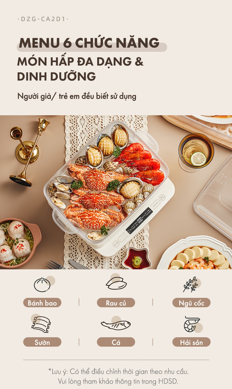Mô tả Nồi hấp đa năng 12 Lít Bear DZG-CA2D1 - Hàng Chính Hãng - 5